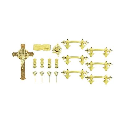 Recycled PP Funeral Coffin Decorations Gold Plated Coffin Crucifix