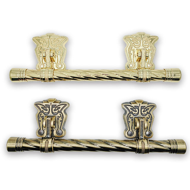 Funeral coffin handle with twisted steel bar 1003-2 in antique brass plating and coffin fittings