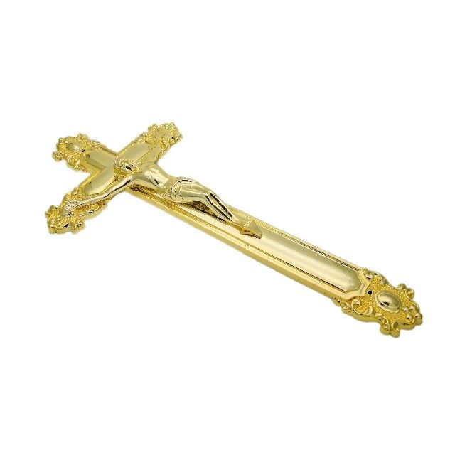 ABS Recycle Funeral Crucifix For Coffin Lid Decoration Gold Plated