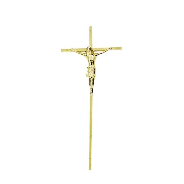 Injection Plastic Catholic Casket Crucifix 37.5*14cm Vacuum Metalization Coating