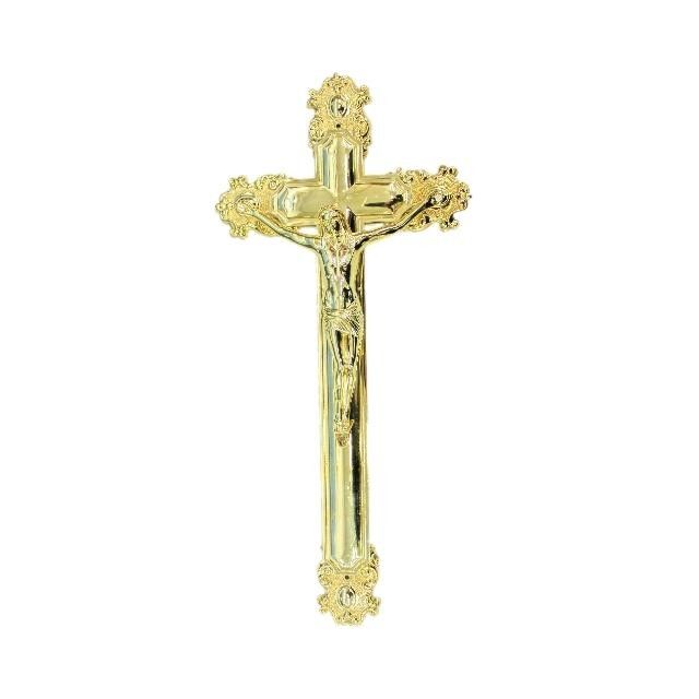 Injection Plastic Catholic Casket Crucifix 37.5*14cm Vacuum Metalization Coating