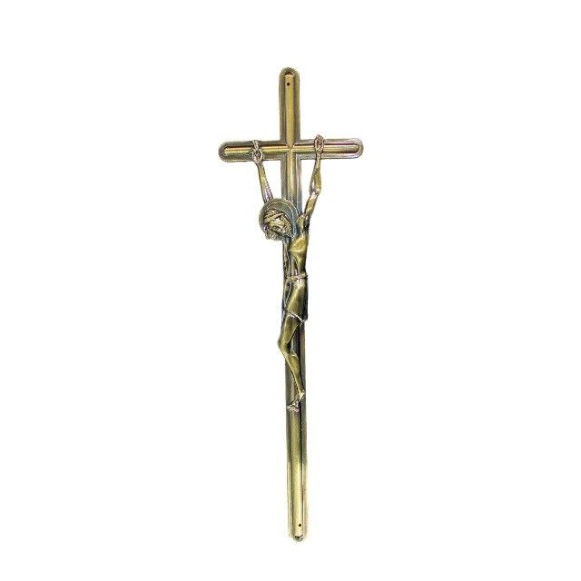 Italian Zamak Funeral Crucifix 55*17cm Antique Copper Finishing