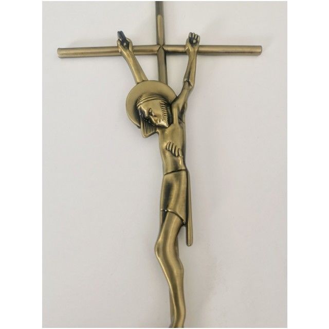 Italian Zamak Funeral Crucifix 55*17cm Antique Copper Finishing