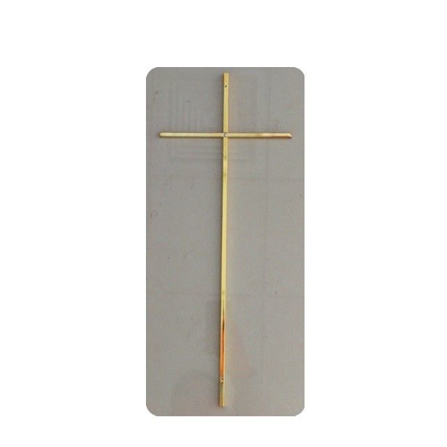 Flat Funeral Casket Cross For Coffin Lid Shining Gold Polished