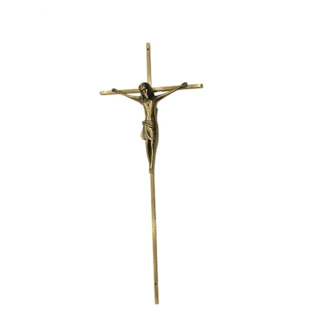 Metal Funeral Catholic Casket Crucifix 8mm Cross With Aluminum Christ