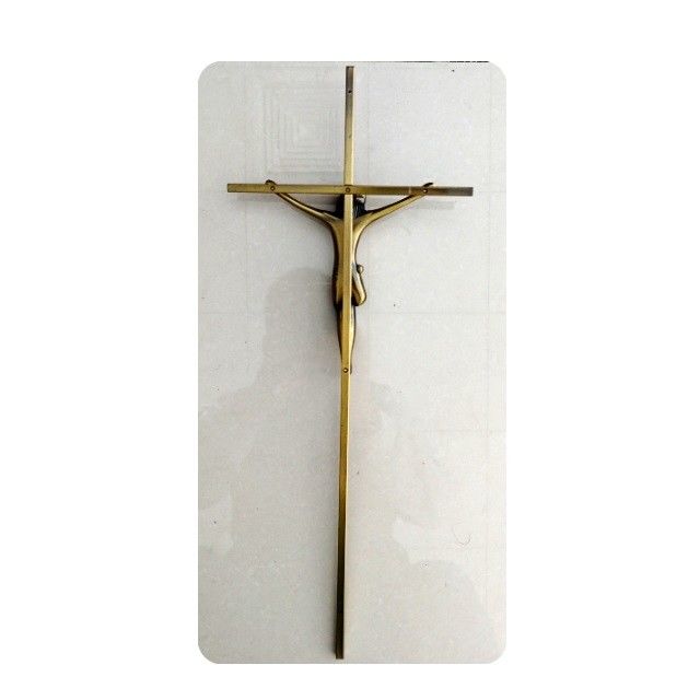 Metal Funeral Catholic Casket Crucifix 8mm Cross With Aluminum Christ